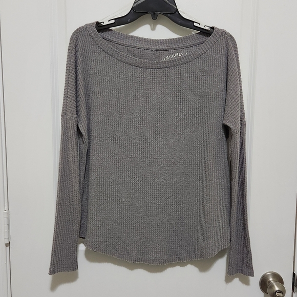 Aeropostale Women's S Seriously Soft Perfect Waffle Tee Slouchy Raw Hem Grunge - Picture 1 of 8